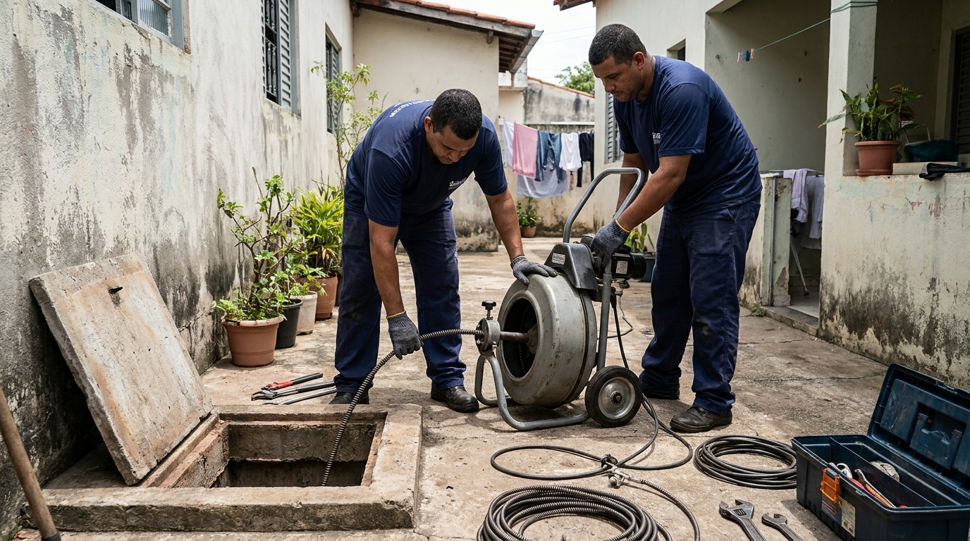 Desentupimento de Coluna Sanitária no Itacorubi, Florianópolis‑SC